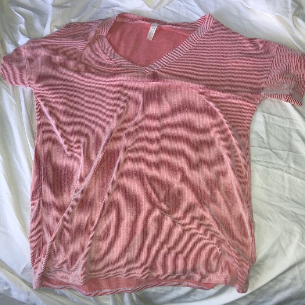 Re and white vertical stripes wool top!